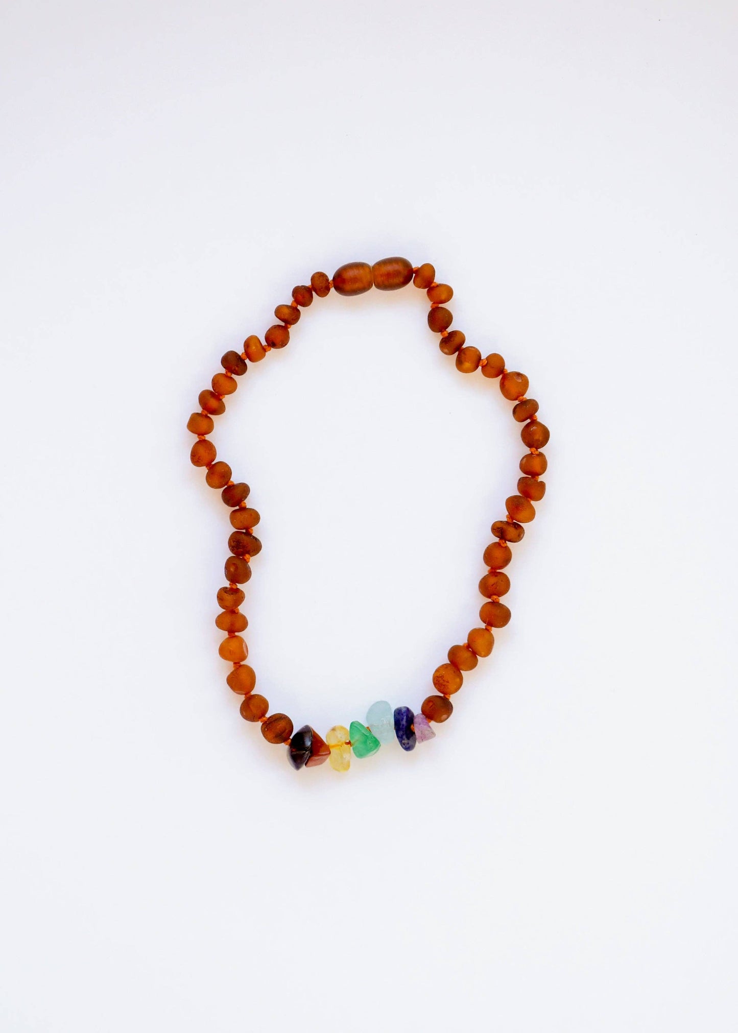 Raw Cognac Amber and Raw CHAKRA Crystals Amber Necklace