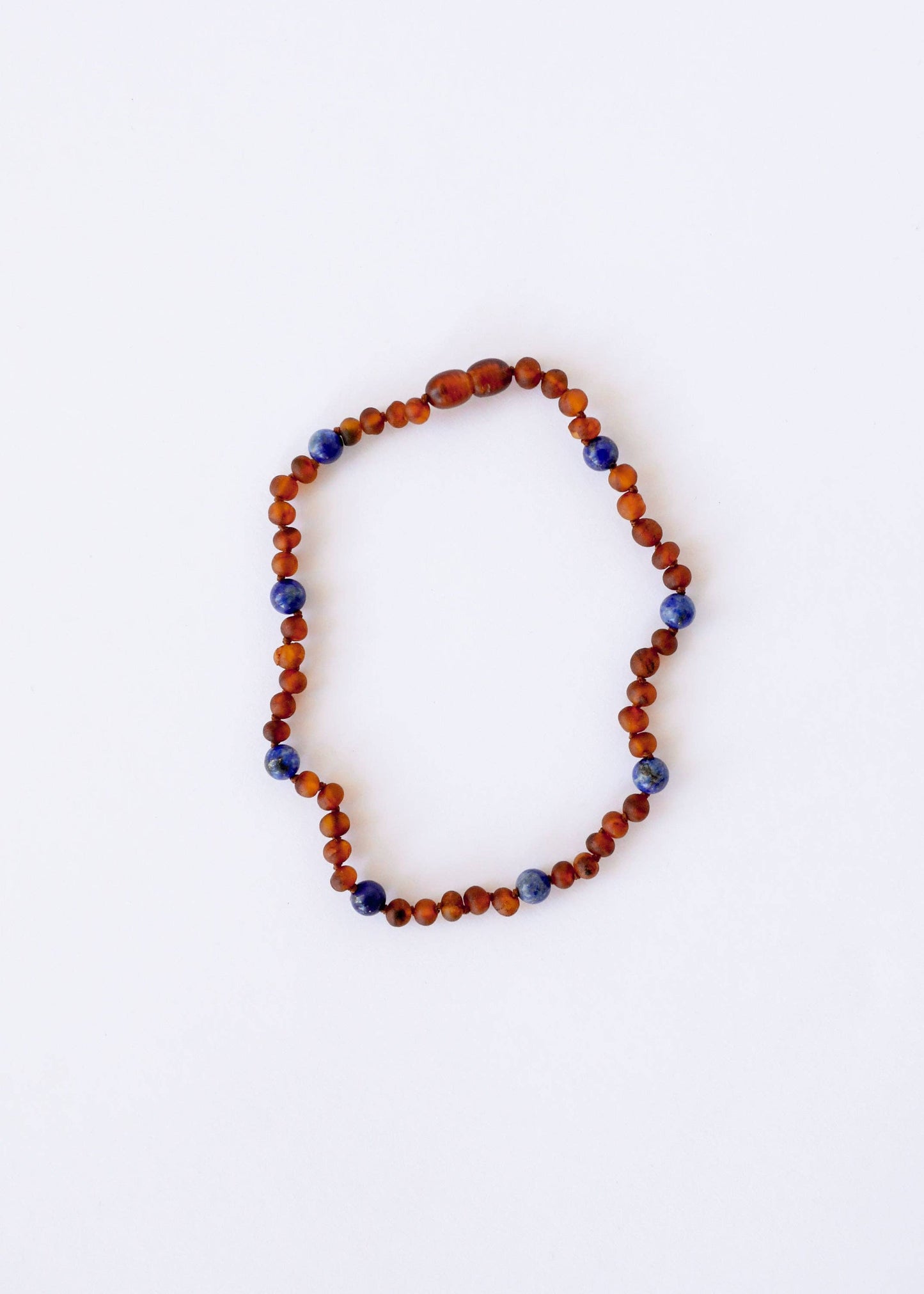 Raw Cognac Amber Lapis Lazuli Halo Amber Necklace