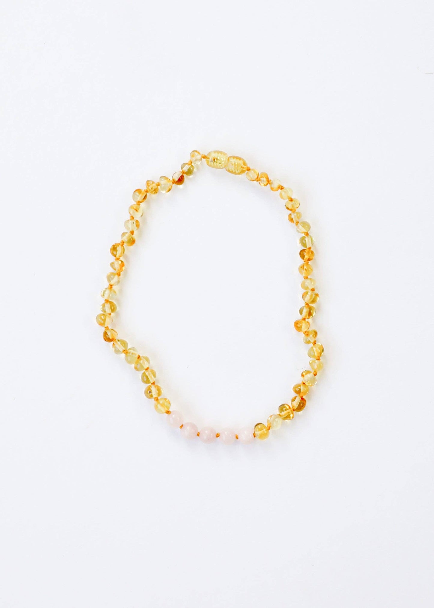 Polished Honey Amber and Rose Quartz Amber Necklace