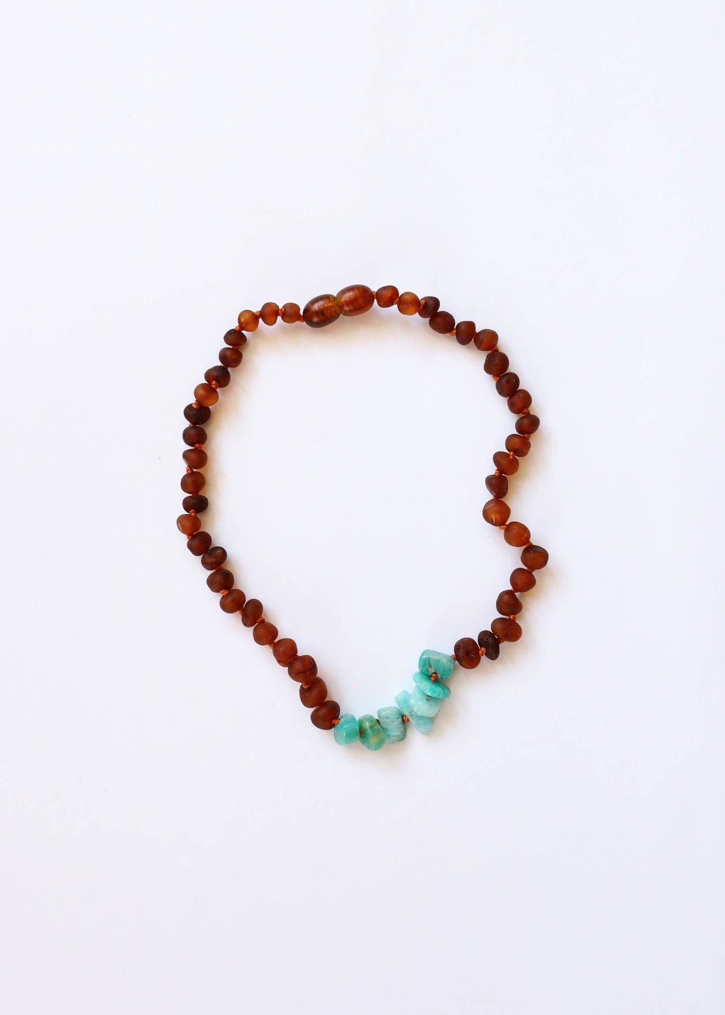 Raw Cognac Amber and Raw Amazonite Amber Necklace